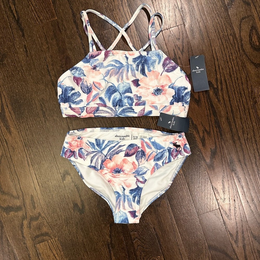Abercrombie Kids Girls 10/12 Floral Bikini